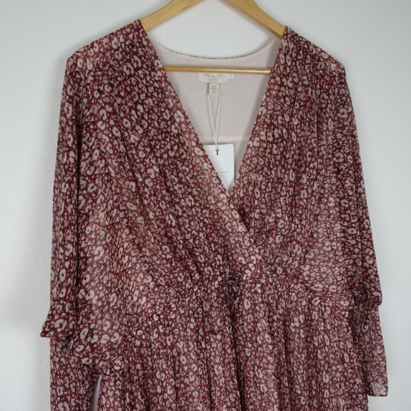 Ted Baker Vallyy Midi Dress Size 8 Ted Size 3 Animal Print Flowy Boho Peasant - Picture 6 of 14